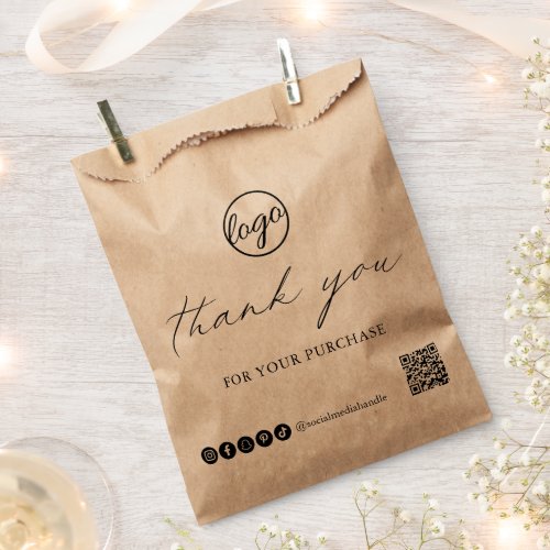 Chic Calligraphy Logo Rustic Thank You Business Favor Bag