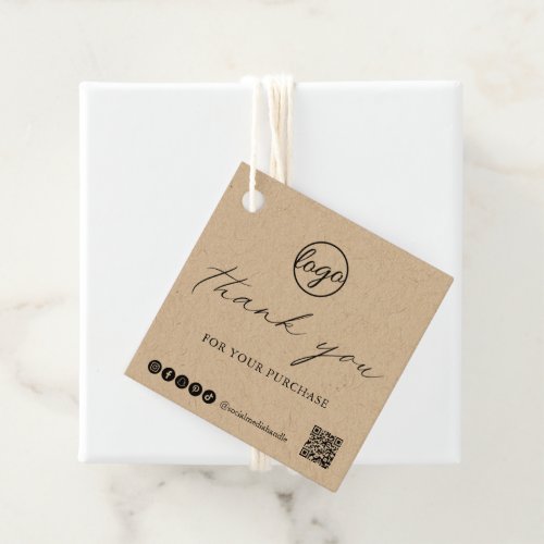 Chic Calligraphy Logo Rustic Thank You Business Favor Tags