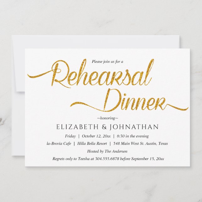 Chic Calligraphy Minimal Rehearsal Dinner Invitati Invitation (Front)