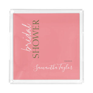 Chic Calligraphy Minimalist Bridal Shower Acrylic Tray