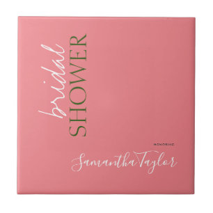 Chic Calligraphy Minimalist Bridal Shower Ceramic Tile