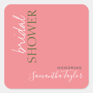 Chic Calligraphy Minimalist Bridal Shower Square Sticker