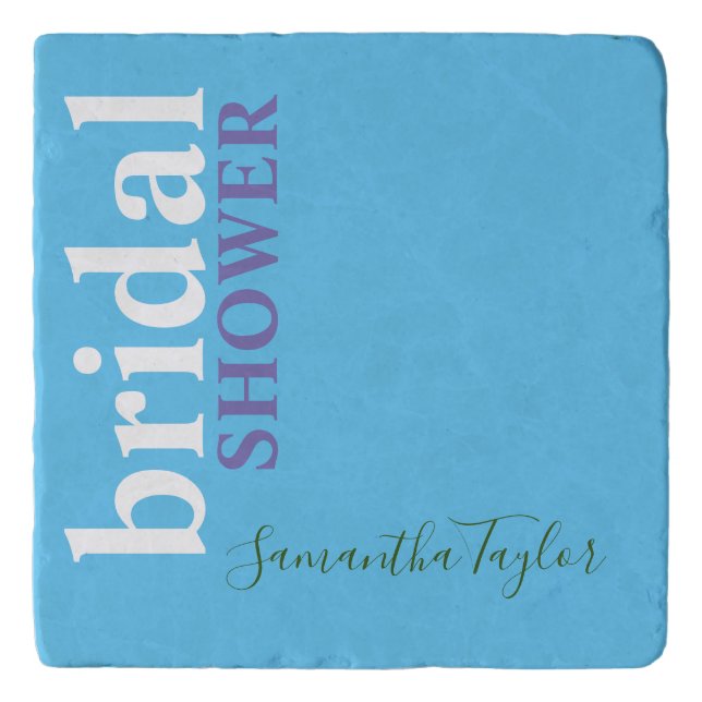 Chic Calligraphy Minimalist Bridal Shower Trivet (Front)