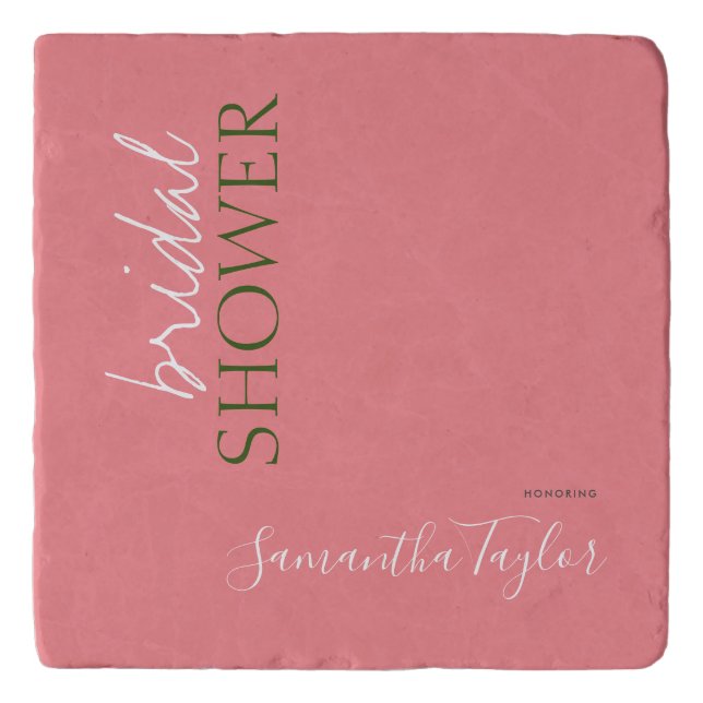 Chic Calligraphy Minimalist Bridal Shower Trivet (Front)