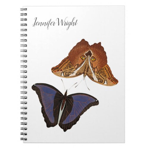 Chic calligraphy minimalist name butterflies notebook