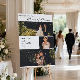Chic Calligraphy Modern Photo Rehearsal Dinner Foam Board