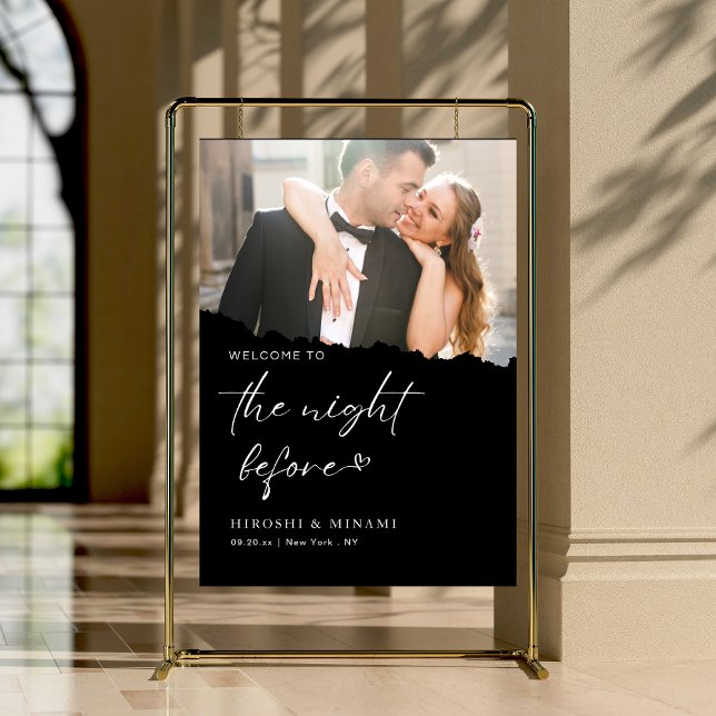 Chic Calligraphy Modern Photo The Night Before Foam Board (Creator Uploaded)