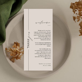 Chic Calligraphy Monogram Wedding Thank You Card 