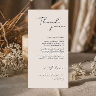 Chic Calligraphy Monogram Wedding Thank You Card