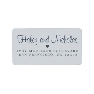 Chic Calligraphy Names Blue Wedding Return Address Label