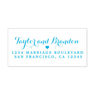 Chic Calligraphy Names Blue Wedding Return Address Self-inking Stamp