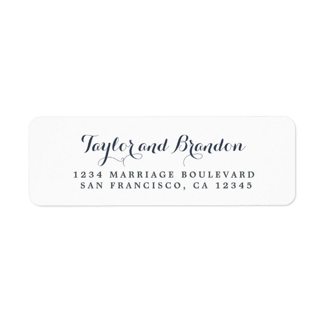 Chic Calligraphy Names Wedding Return Address Label (Front)