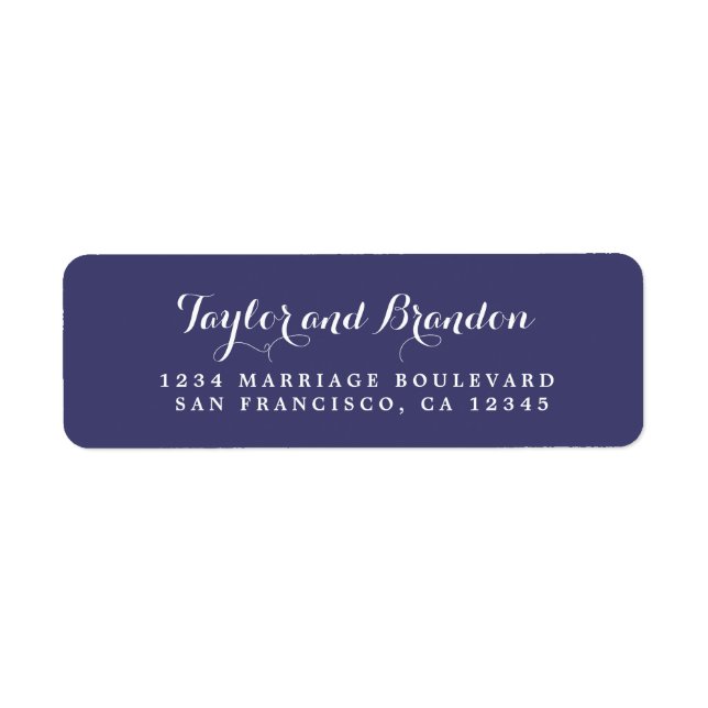 Chic Calligraphy Names Wedding Return Address Label (Front)