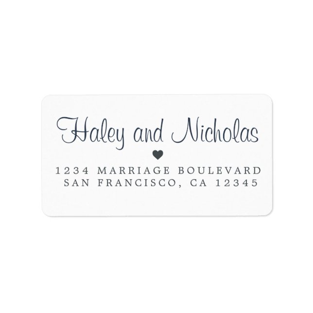 Chic Calligraphy Names Wedding Return Address Label (Front)