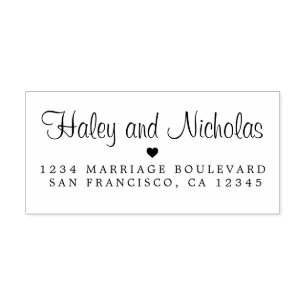 Chic Calligraphy Names Wedding Return Address Rubb Rubber Stamp