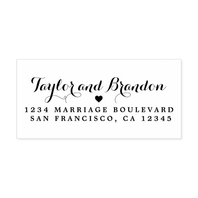 Chic Calligraphy Names Wedding Return Address Self-inking Stamp (Design)