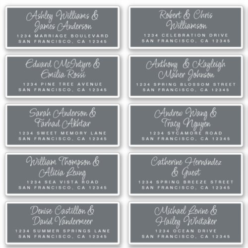 Chic Calligraphy Off_Black Guest Address Sticker