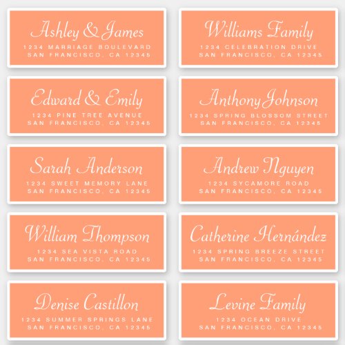 Chic Calligraphy Orange Guest Address Labels