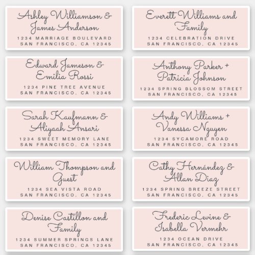 Chic Calligraphy Pastel Pink Guest Address Labels