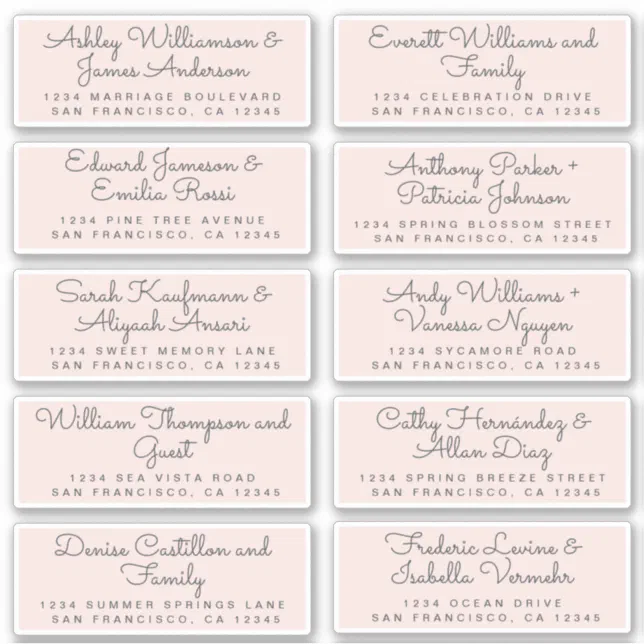 Chic Calligraphy Pastel Pink Guest Address Labels Zazzle