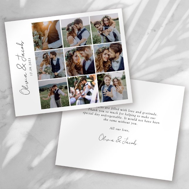 Chic Calligraphy Photo Collage Wedding Thank You Flyer (Creator Uploaded)