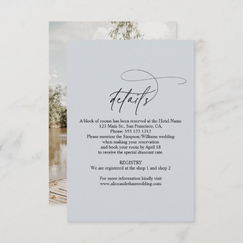 Chic Calligraphy Photo Wedding Details Enclosure C