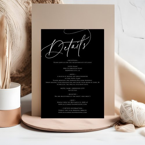 Chic Calligraphy Photo Wedding Details Enclosure Card