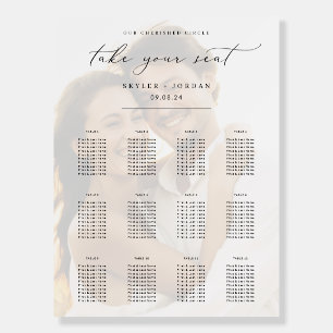Chic Calligraphy Photo Wedding Seating Chart Foam Board
