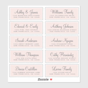 Chic Calligraphy Pink Wedding Guest Address Labels