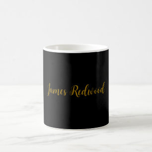Chic Calligraphy Professional Gold Color Black Coffee Mug