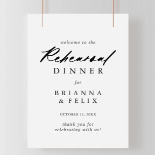 Chic Calligraphy Rehearsal Dinner Welcome Sign