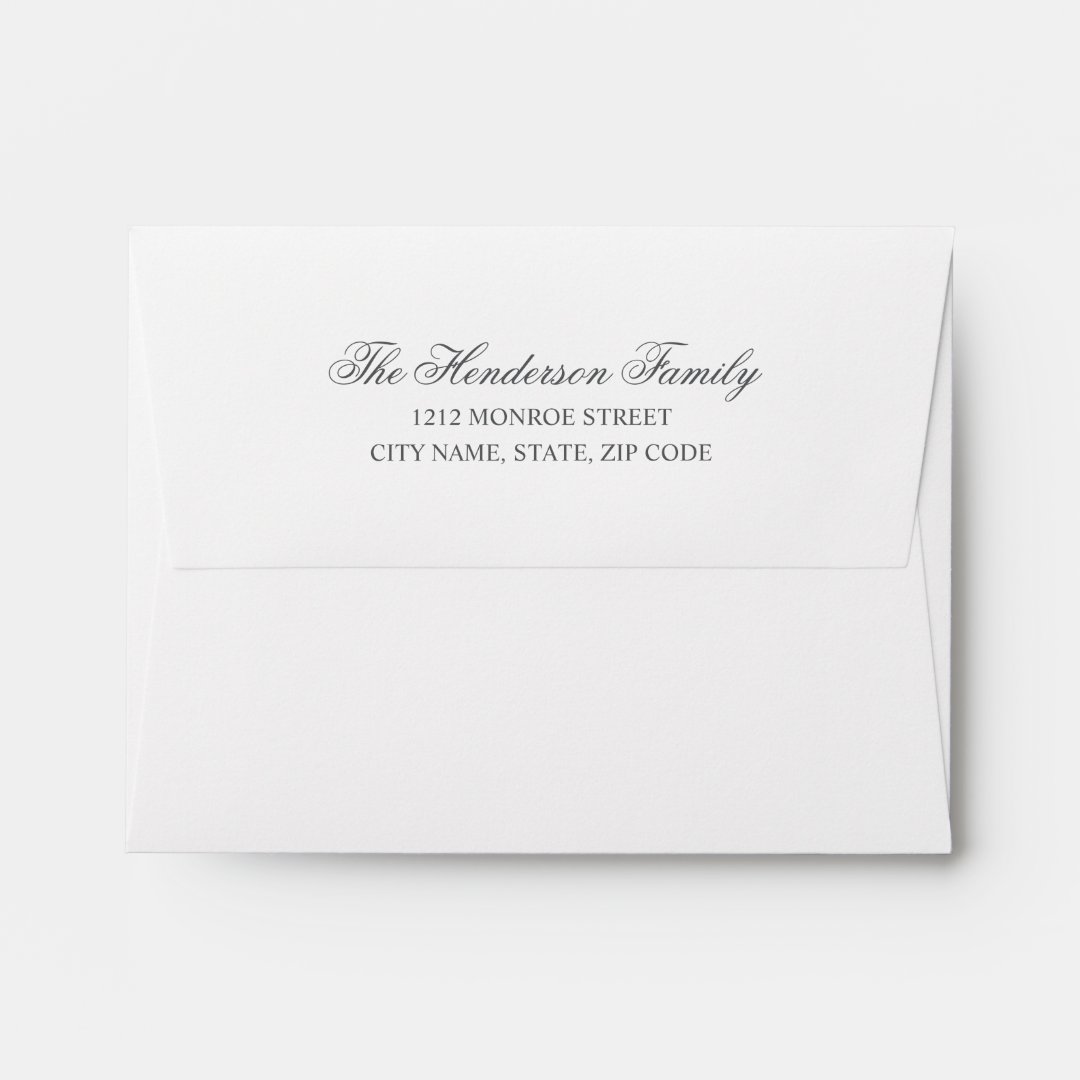 Chic Calligraphy Return Address Thank You Card Envelope Zazzle