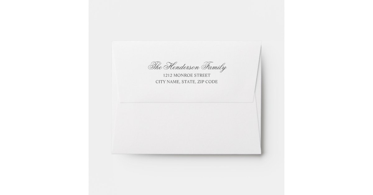 Chic Calligraphy Return Address Thank You Card Envelope Zazzle