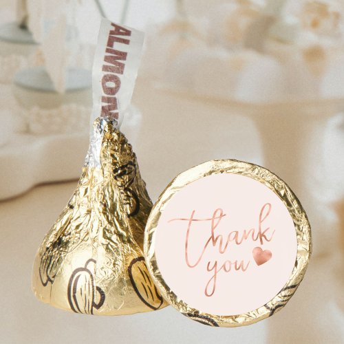 Chic Calligraphy Rose Gold Foil Blush Thank You Hersheys Kisses