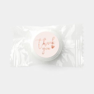 Chic Calligraphy Rose Gold Foil Blush Thank You Life Saver® Mints