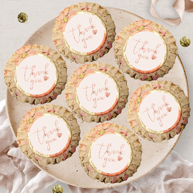 Chic Calligraphy Rose Gold Foil Blush Thank You Reese's Peanut Butter Cups (Creator Uploaded)