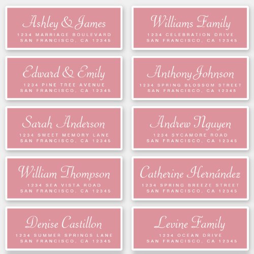 Chic Calligraphy Rose Pink Guest Address Labels