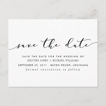Chic Calligraphy Save The Date Announcement Postcard by fancypaperie at Zazzle