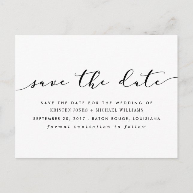 Chic Calligraphy Save the Date Announcement Postcard (Front)