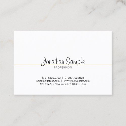 Chic Calligraphy Script Gold Design Luxe Trendy Business Card