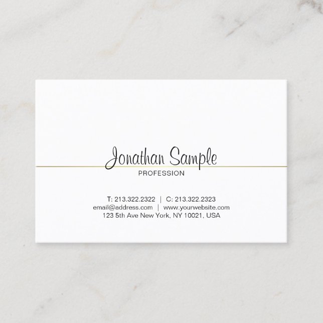 Chic Calligraphy Script Gold Design Luxe Trendy Business Card (Front)