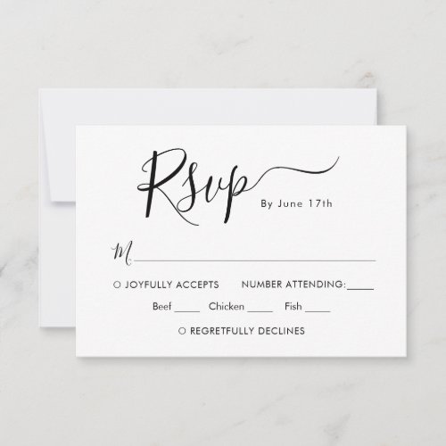 Chic Calligraphy Script Minimalist Wedding RSVP