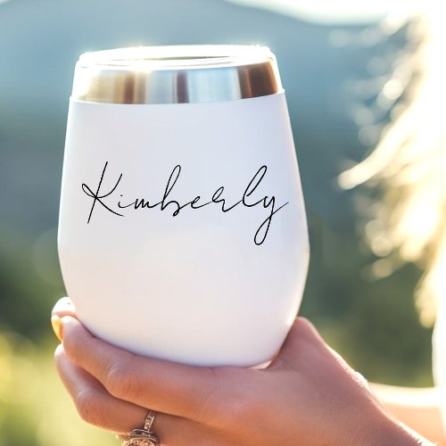 Chic Calligraphy Script Monogram Thermal Wine Tumbler