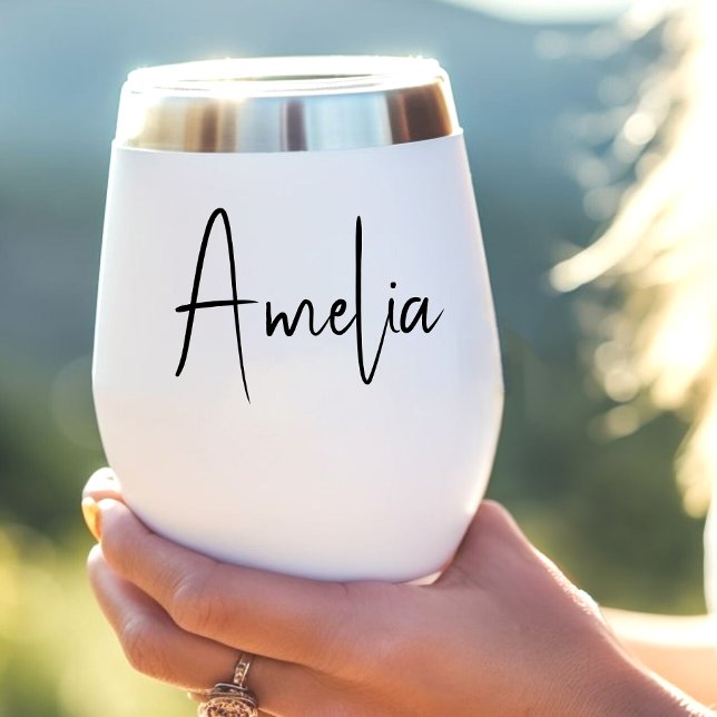 Chic Calligraphy Script Monogram Thermal Wine Tumbler (Creator Uploaded)