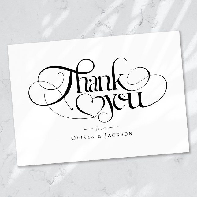 Chic Calligraphy Script Personalized Wedding Thank You Card (Creator Uploaded)