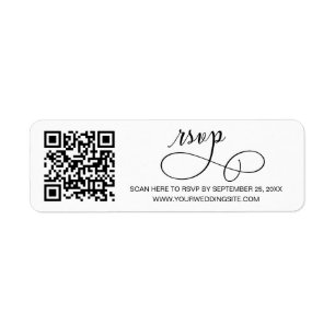 Chic Calligraphy Script Return Label RSVP QR Code