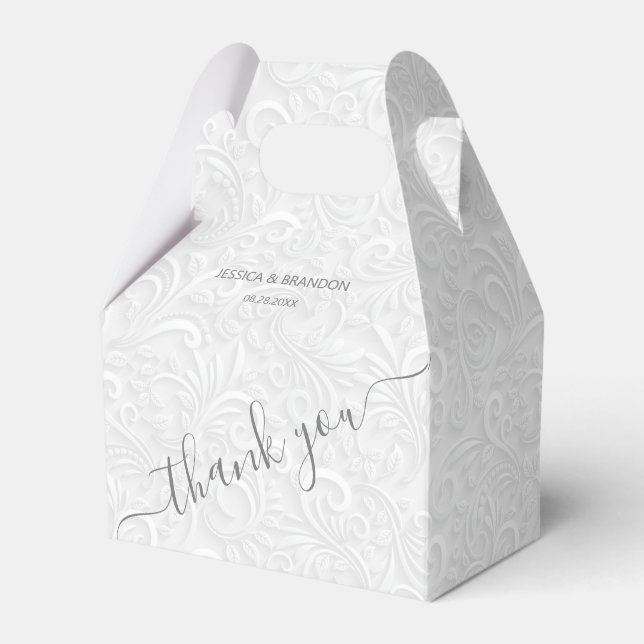 Chic Calligraphy Script Thank You Favor Boxes (Front Side)