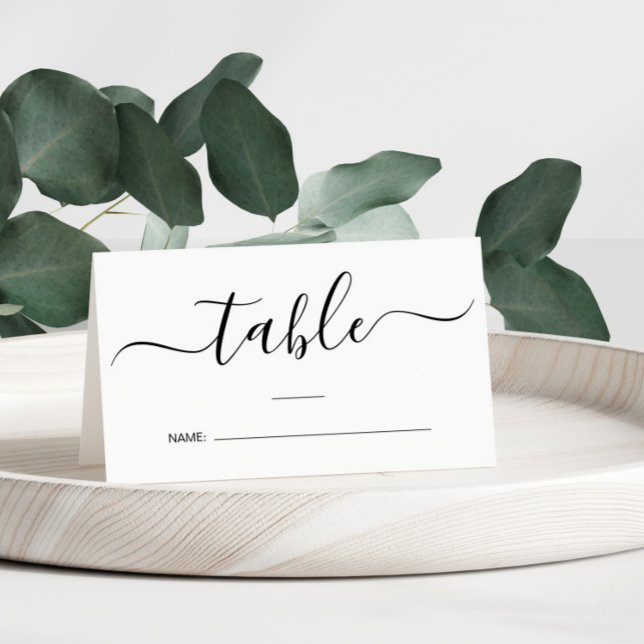 Chic Calligraphy Script Wedding Table Number Place Card (Creator Uploaded)
