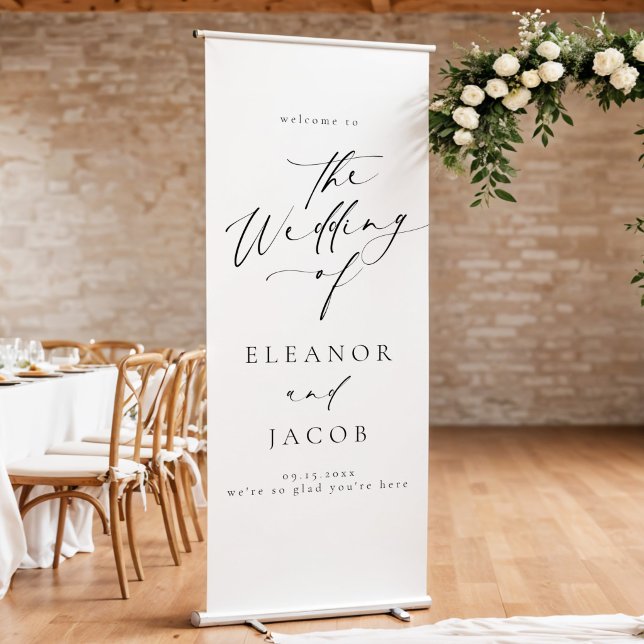 Chic Calligraphy Script Wedding Welcome Retractable Banner (Creator Uploaded)