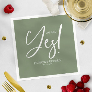 Chic Calligraphy She Said Yes Engagement Party Napkins